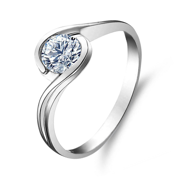 1/2 Carat Elegant Design Bypass Shank Solitaire Ring