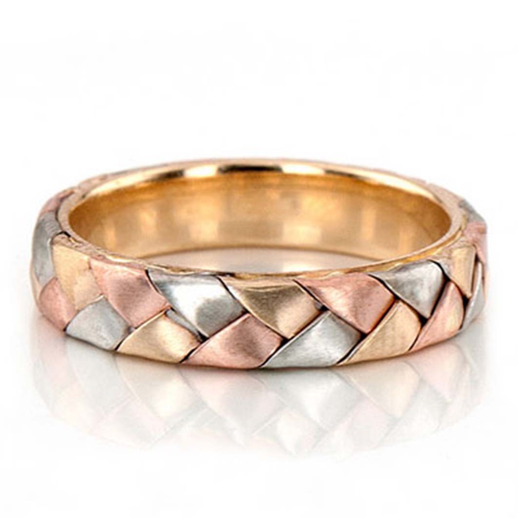 Bestseller Tri-Tone Hand Woven Gold Wedding Ring
