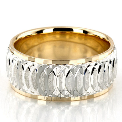 Circular Cut Fancy Carved Wedding Band