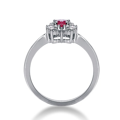 Oval Cut Prong Set Pink Sapphire and Diamond Ring (0.20 ct.tw.) - view 2