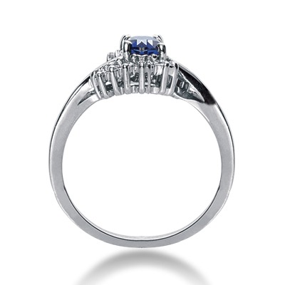 Beautifully Designed Fancy Diamond & Sapphire Ring (0.12 ct.tw.) - view 2