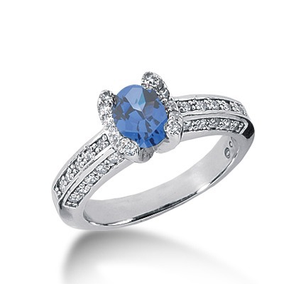 Pave Set Diamond & Sapphire Ring (0.44 ct.tw.) - view 1 of 2