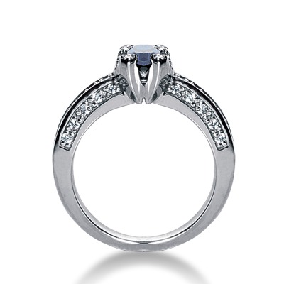 Pave Set Diamond & Sapphire Ring (0.44 ct.tw.) - view 2