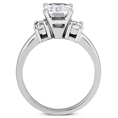 Emerald Cut Prong Set Diamond Engagement Ring (0.66 ct.tw.) - view 2