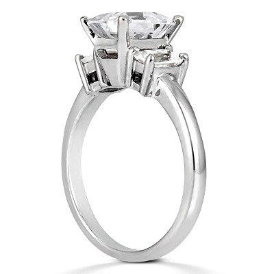 Emerald Cut Prong Set Diamond Engagement Ring (0.66 ct.tw.) - view 3