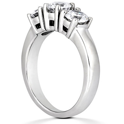 Three Stone Prong Set Diamond Ring With Airlines (1.50 ct..tw.) - view 3