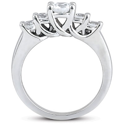 5 Stone Round Cut Trellis Diamond Ring (1.20 ct. tw.) - view 3