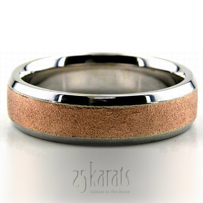 Beveled Edge Rose Stone Finish Wedding Band  - view 2