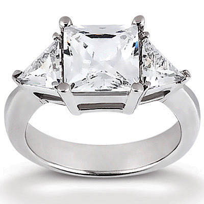 Trillion and Princesss Cut Prong Set Diamond Engagement Ring (0.50 ct. t.w.)