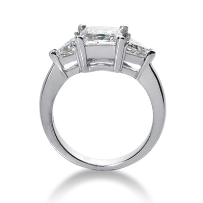 Trillion and Princesss Cut Prong Set Diamond Engagement Ring (0.50 ct. t.w.) - view 2