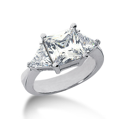 Trillion and Princesss Cut Prong Set Diamond Engagement Ring (0.50 ct. t.w.) - view 3