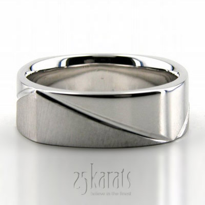 Symmetrical Four Sided Fancy Carved Wedding Ring  - view 2