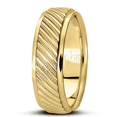 Custom Angled Cut Carved Design Wedding Band  - view 6