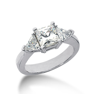 Trillion and Princess Cut Prong Set Diamond Engagement Ring(0.50 ct. t.w.) - view 3