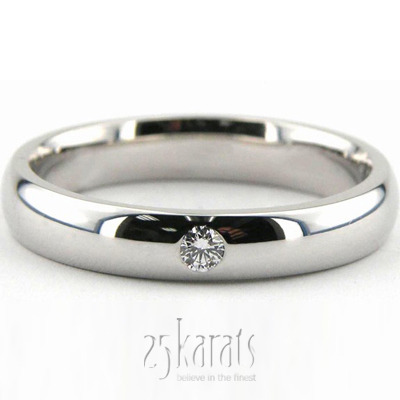 High Polished Solitaire Diamond Wedding Band  - view 2