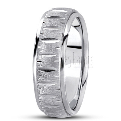 Attractive Fish-eye Cut Diamond Carved Wedding Ring  - view 4