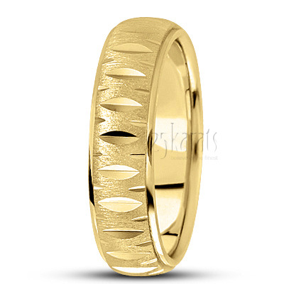 Attractive Fish-eye Cut Diamond Carved Wedding Ring  - view 5