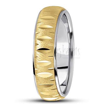 Attractive Fish-eye Cut Diamond Carved Wedding Ring  - view 6