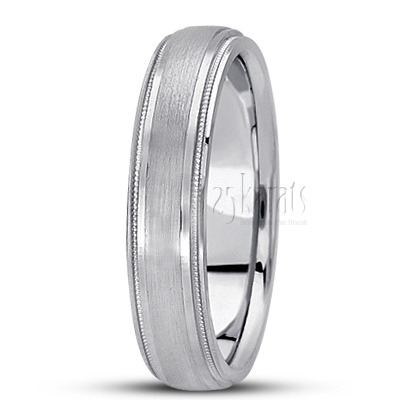 Incised Satin Finish Basic Carved Wedding Band  - view 2