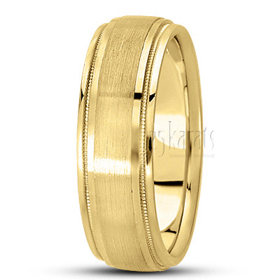 Incised Satin Finish Basic Carved Wedding Band  - view 3