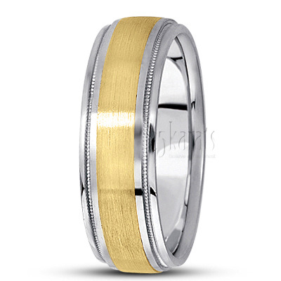 Incised Satin Finish Basic Carved Wedding Band  - view 4