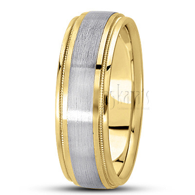 Incised Satin Finish Basic Carved Wedding Band  - view 5