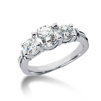 Prong Set Three Stone Diamond Engagement Ring (0.66 ct.tw.) - view 3