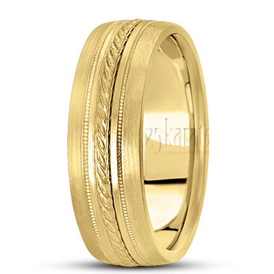 Sturdy Comfort Fit Diamond Carved Wedding Band  - view 5