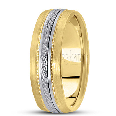 Sturdy Comfort Fit Diamond Carved Wedding Band  - view 6