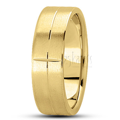 Symmetrical Two-Color Carved Design Wedding Band  - view 5