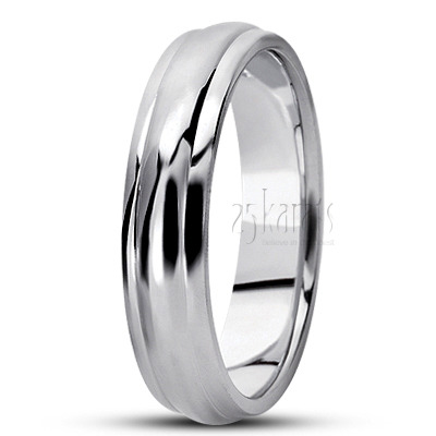 Simple High Polished Carved Design Wedding Band  - view 2