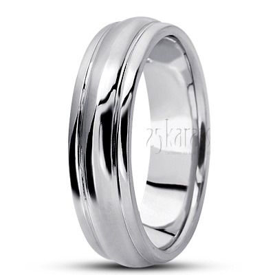 Simple High Polished Carved Design Wedding Band  - view 3