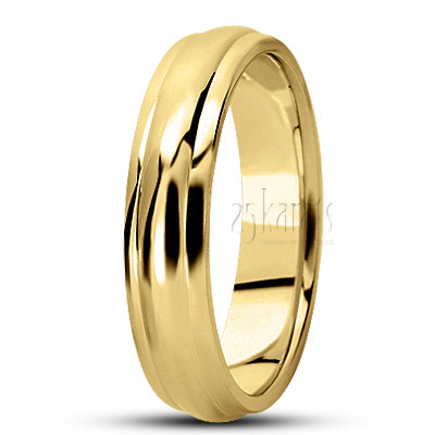 Simple High Polished Carved Design Wedding Band  - view 4