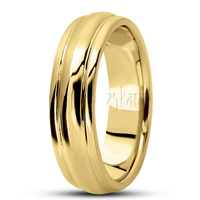 Simple High Polished Carved Design Wedding Band  - view 5