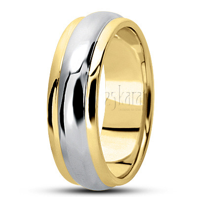 Simple High Polished Carved Design Wedding Band  - view 7