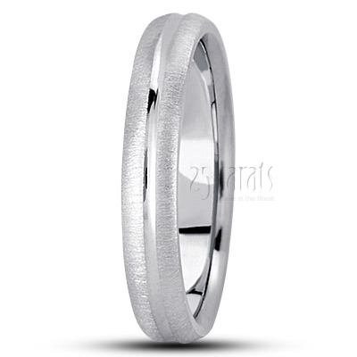 Cross-satin Deep Groove Diamond Cut Wedding Band - view 2