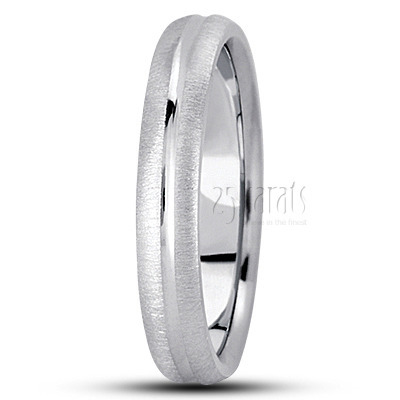 Cross-satin Deep Groove Diamond Cut Wedding Band - view 2 of 7