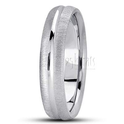 Cross-satin Deep Groove Diamond Cut Wedding Band - view 3