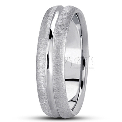 Cross-satin Deep Groove Diamond Cut Wedding Band - view 4