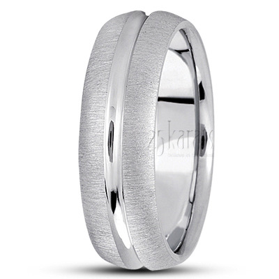 Cross-satin Deep Groove Diamond Cut Wedding Band - view 5