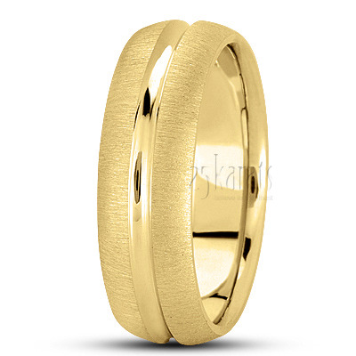 Cross-satin Deep Groove Diamond Cut Wedding Band - view 6