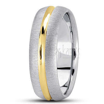 Cross-satin Deep Groove Diamond Cut Wedding Band