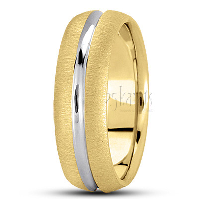 Cross-satin Deep Groove Diamond Cut Wedding Band - view 7