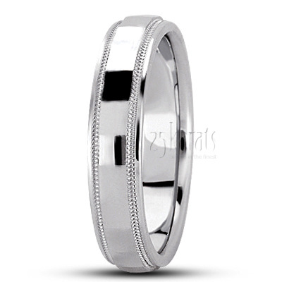 Rectangular Cut Two-Color Carved Design Wedding Ring - view 2