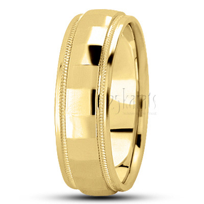 Rectangular Cut Two-Color Carved Design Wedding Ring - view 5