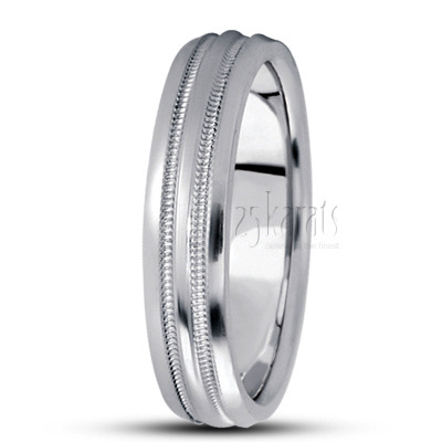 High Polished Milgrain Basic Design Wedding Band - view 3