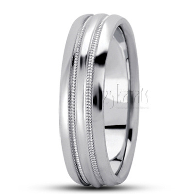 High Polished Milgrain Basic Design Wedding Band - view 4