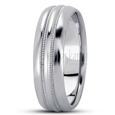 High Polished Milgrain Basic Design Wedding Band - view 5