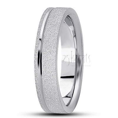 Classic Stoned Flat Carved Design Wedding Band - view 3