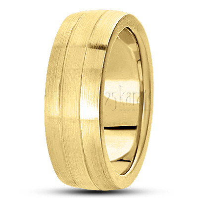 Solid Satin Finish Diamond Carved Wedding Ring - view 2